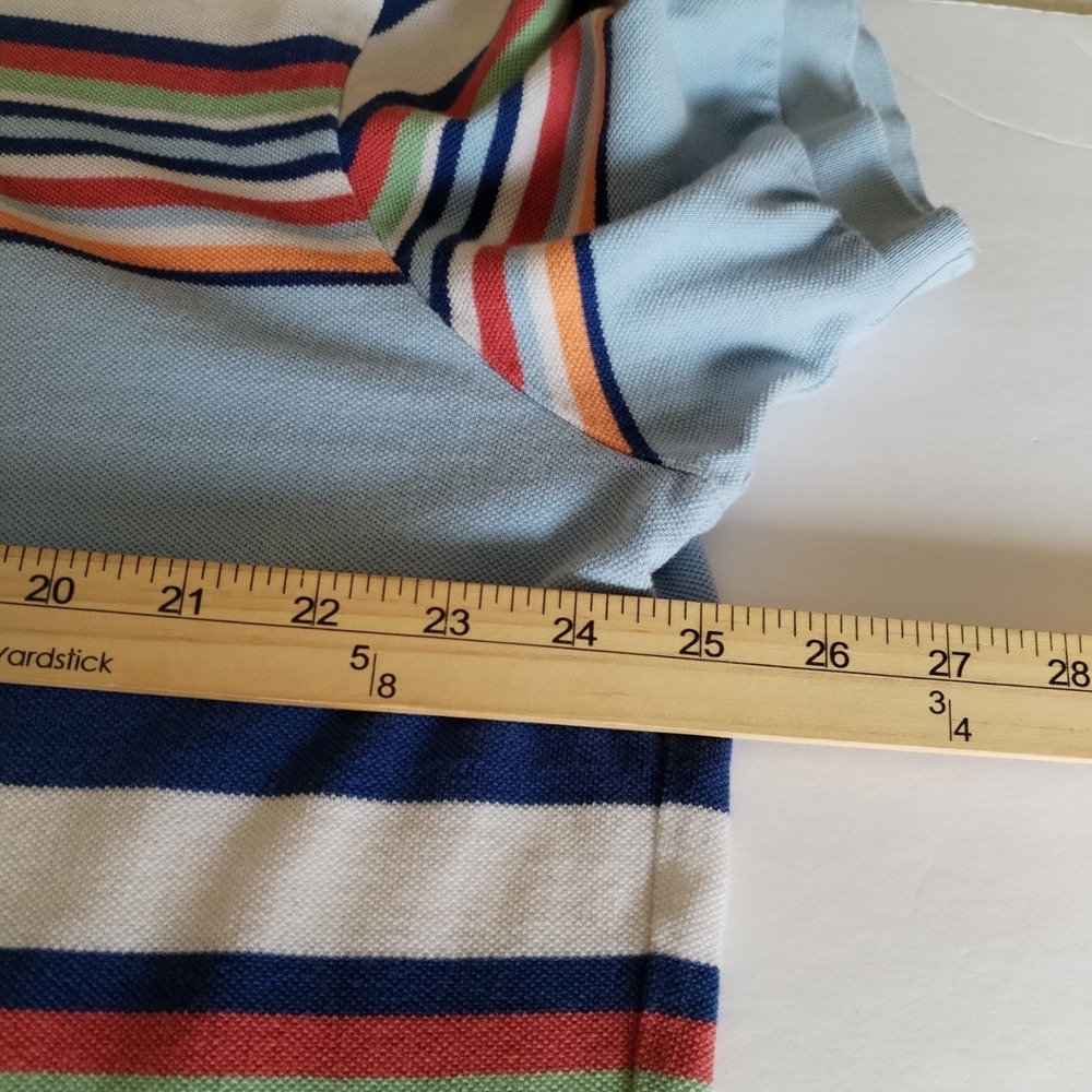 Polo Ralph Lauren Pique Polo Shirt XL Blue Horizontal Rugby Deck Stripe Y2K - Picture 8 of 8